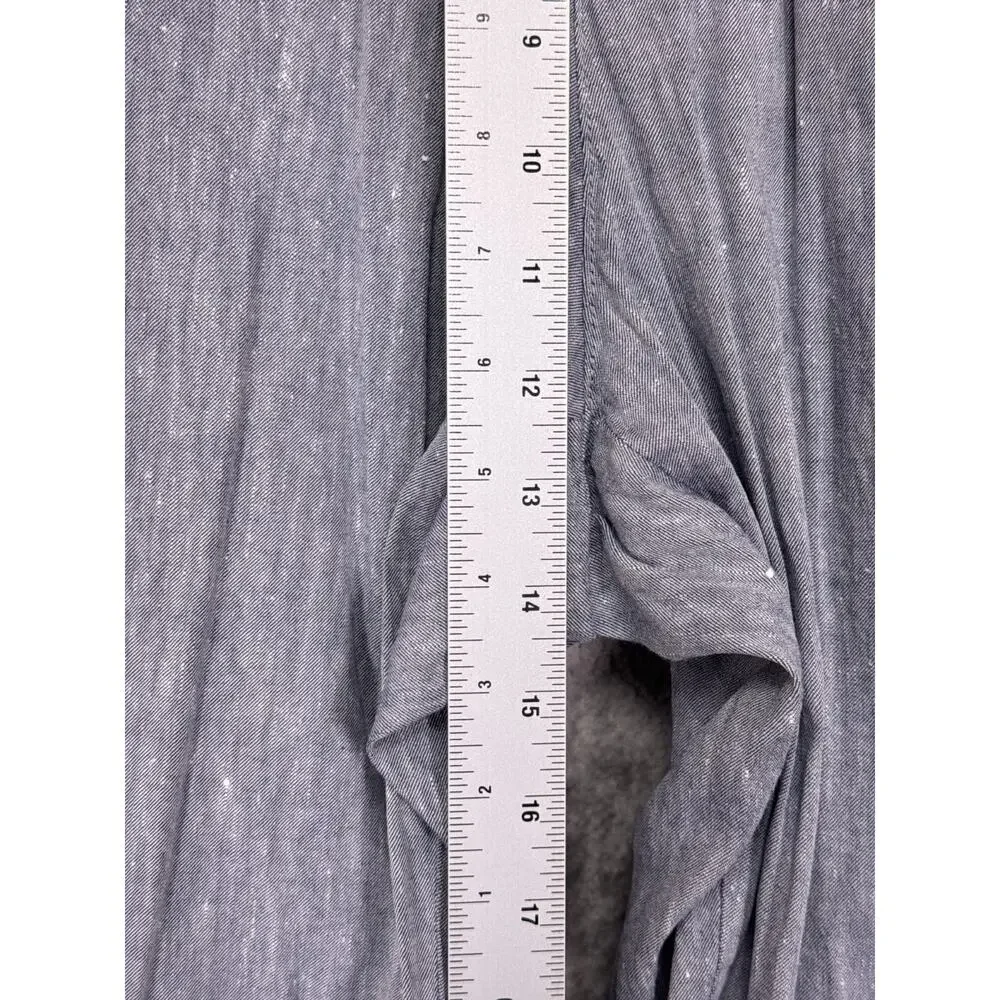 Hugo Boss Pants 38 x 30 Mens Blue Chambray Linen Cotton Blend Slim Trouser